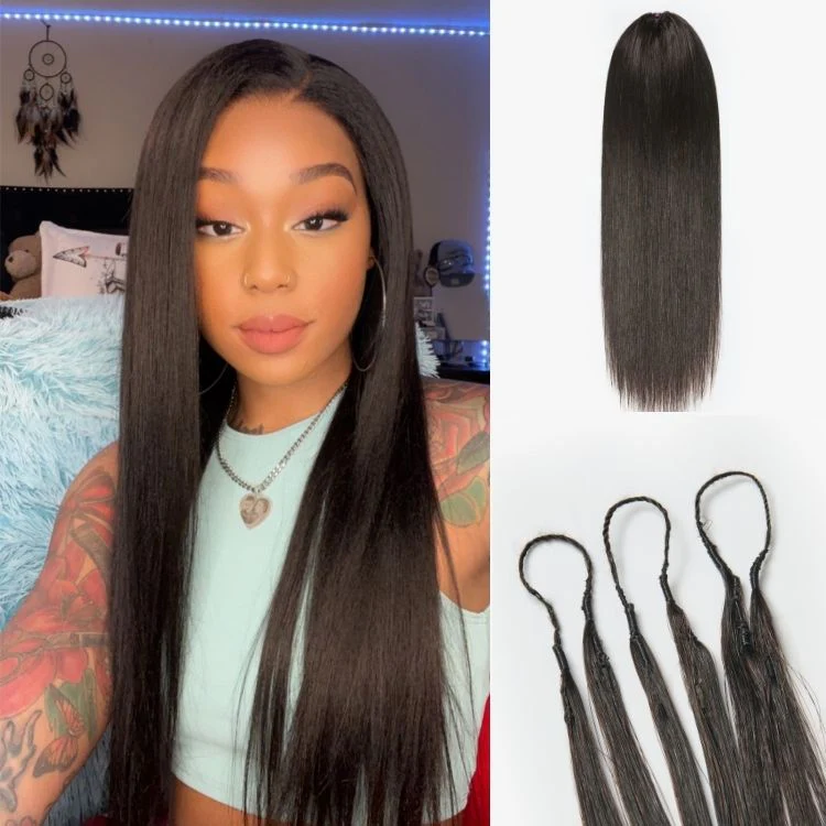 Readitress? Pre-Separated Feather Crochet Human Hair Extensions Silky Straight Protective Style with Free Gifts - US Only
