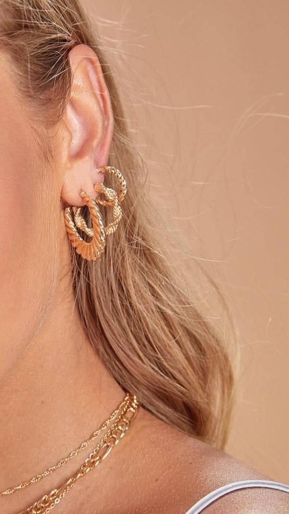 Reta Triple Pack Earrings - Gold