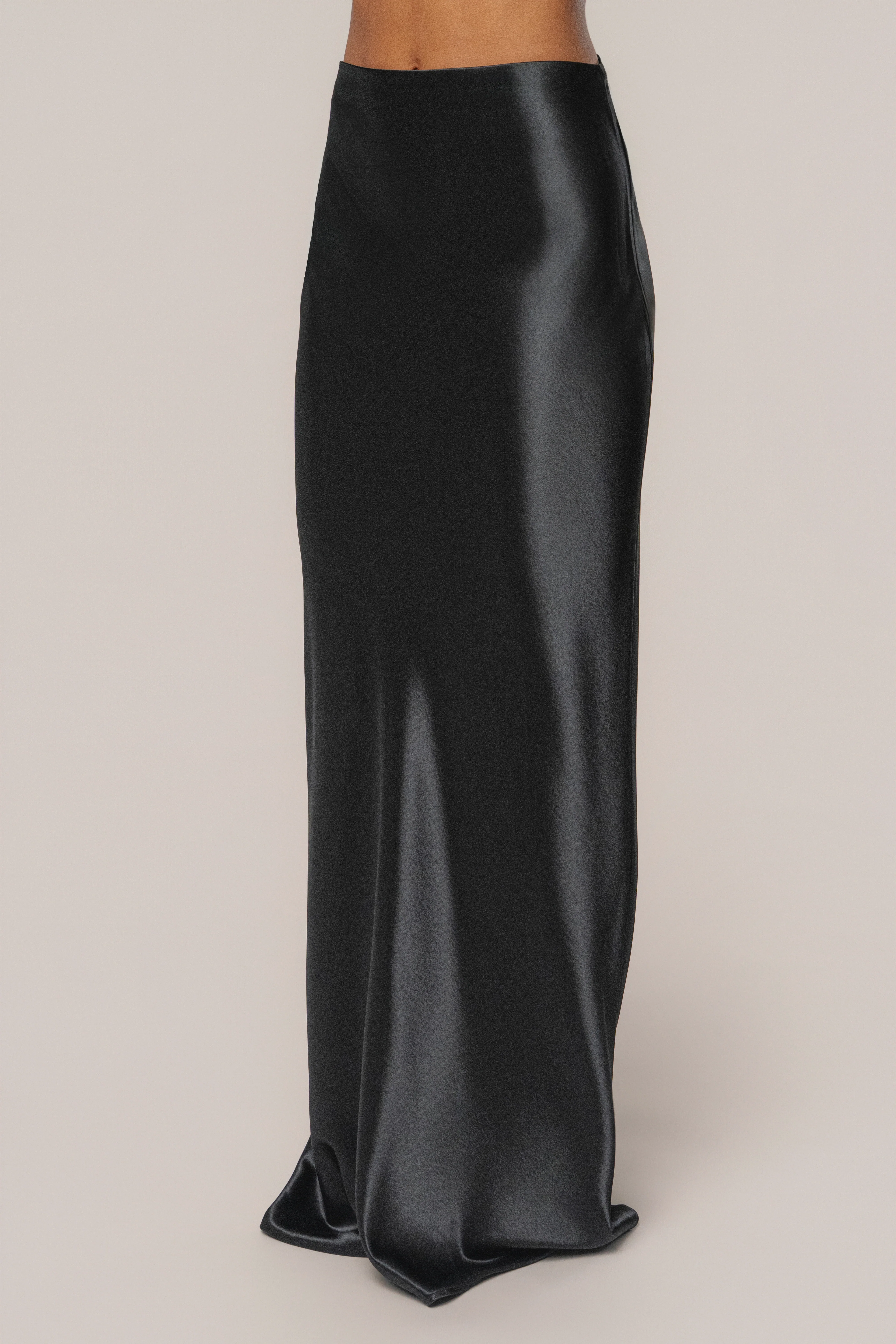 Black Tradition Satin Maxi Skirt