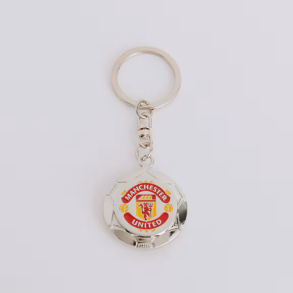 Manchester United Flat Football Keyring Silver