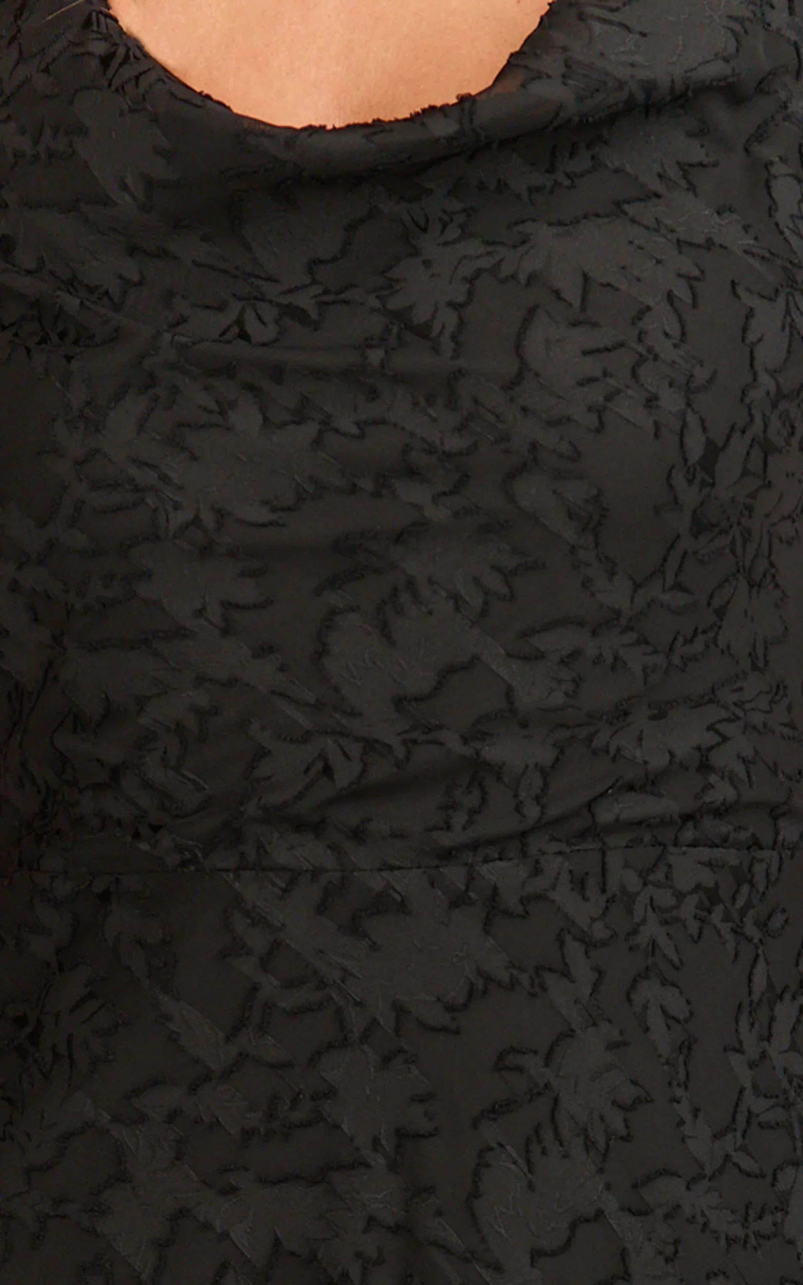 Rachel Maxi Dress - Cowl Neck Jacquard Front Split Dress in Black