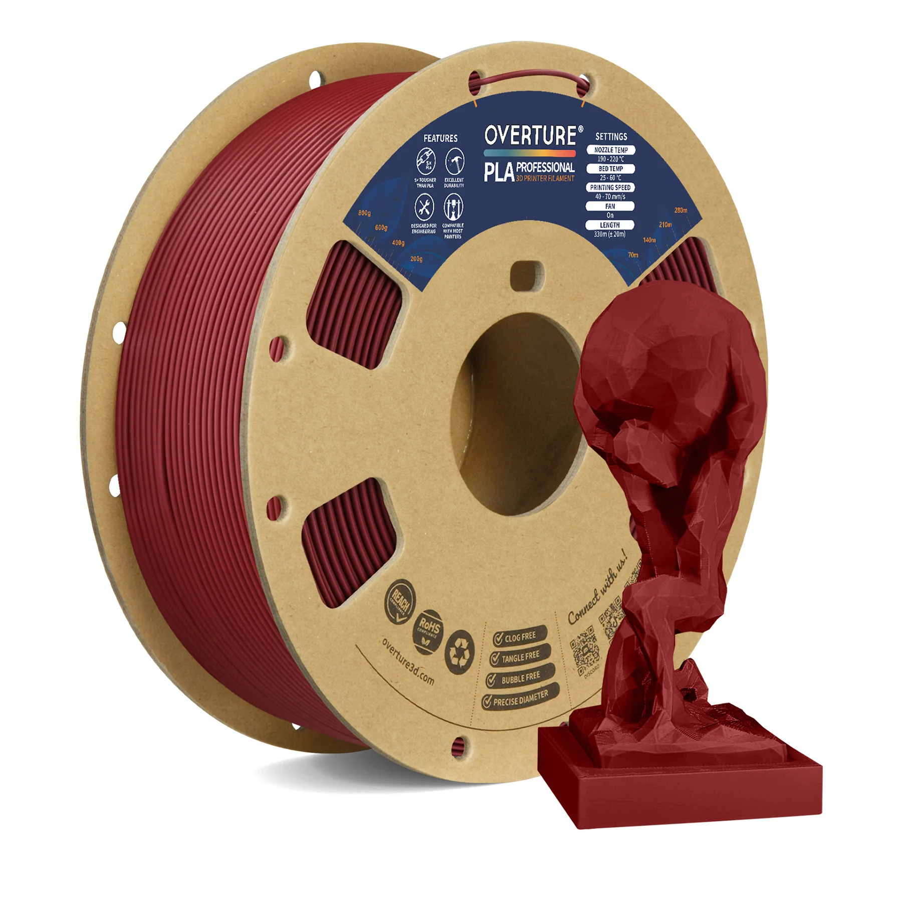 Overture PLA Professional 3D Printer Filament 1.75mm