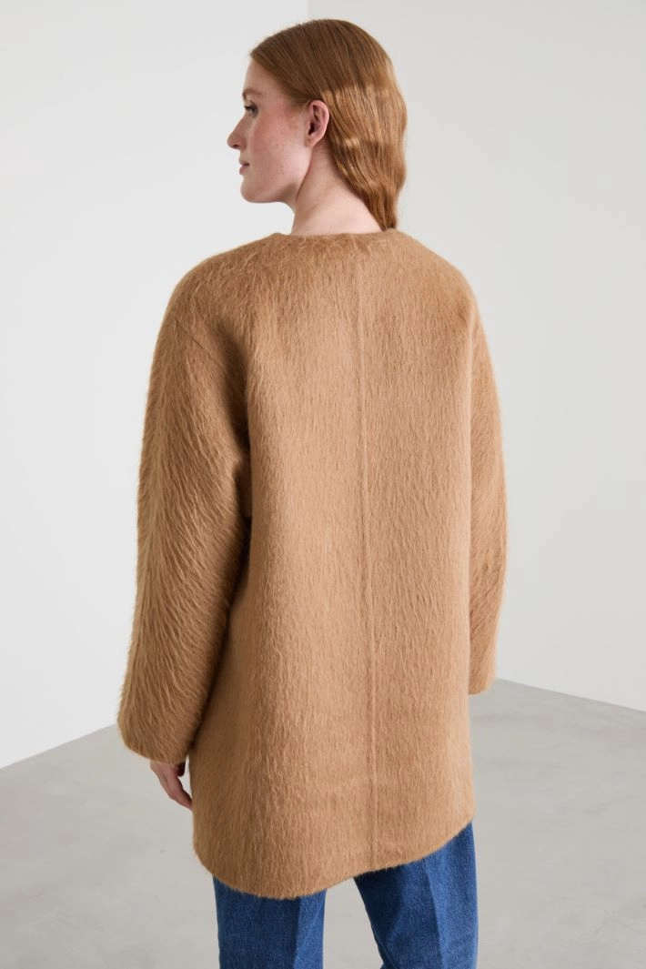 Alpaca coat with scarf - CAMEL