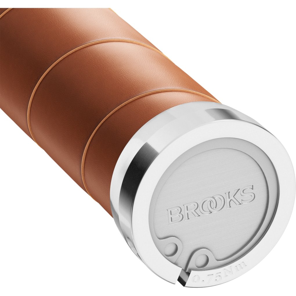 Brooks Slender Leather Grips for Twist Shifter - 100/100mm - dark tan