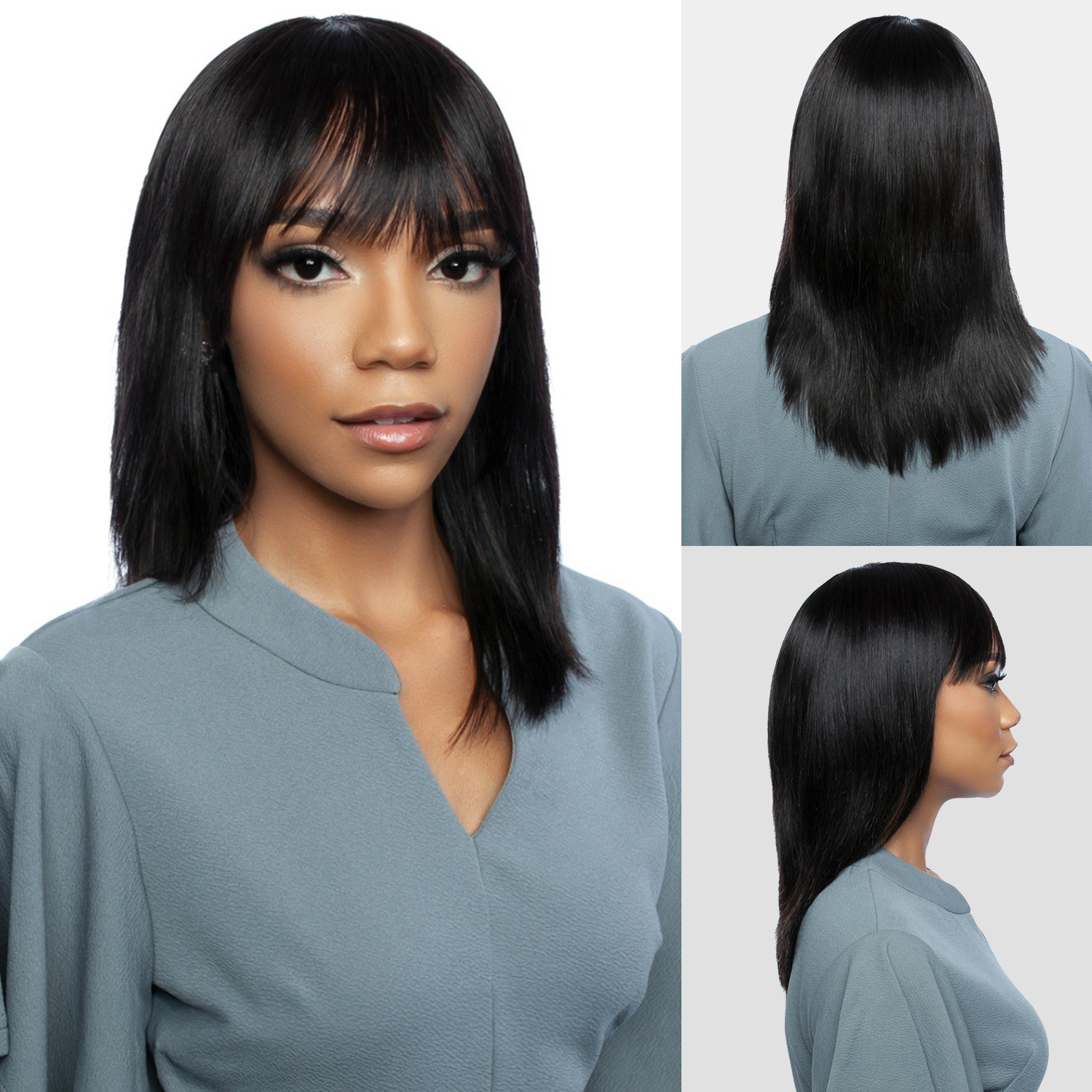 Mane Concept Unprocessed Human Hair Wig Trill TR101 Layered Cut Straight Full Bang 16