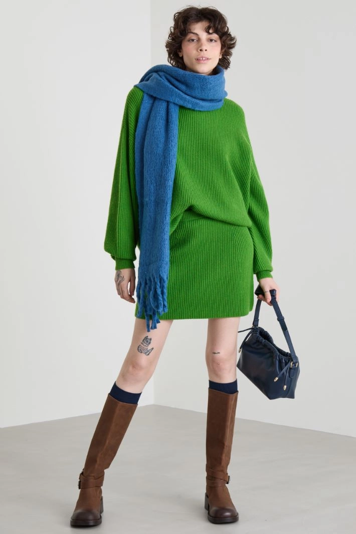 Rib-knit mini skirt - GREEN