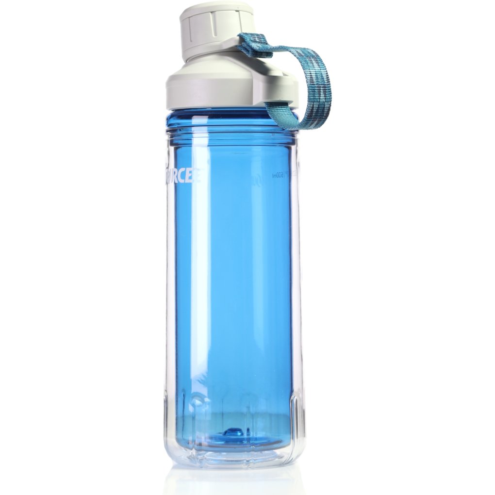 Source Eco Tritan Clickseal Double Wall Bottle - 0.6L - bayou blue / strap triangles blue