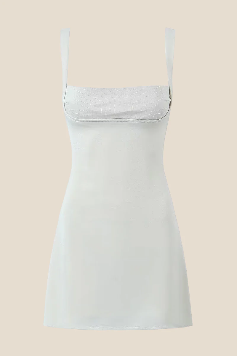 Square Neck Black A-line Party Dress