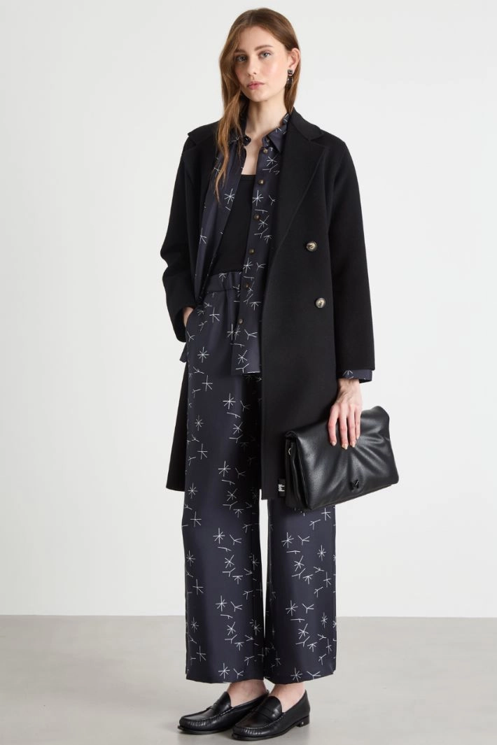 Straight-fit double-faced wool coat - BLACK