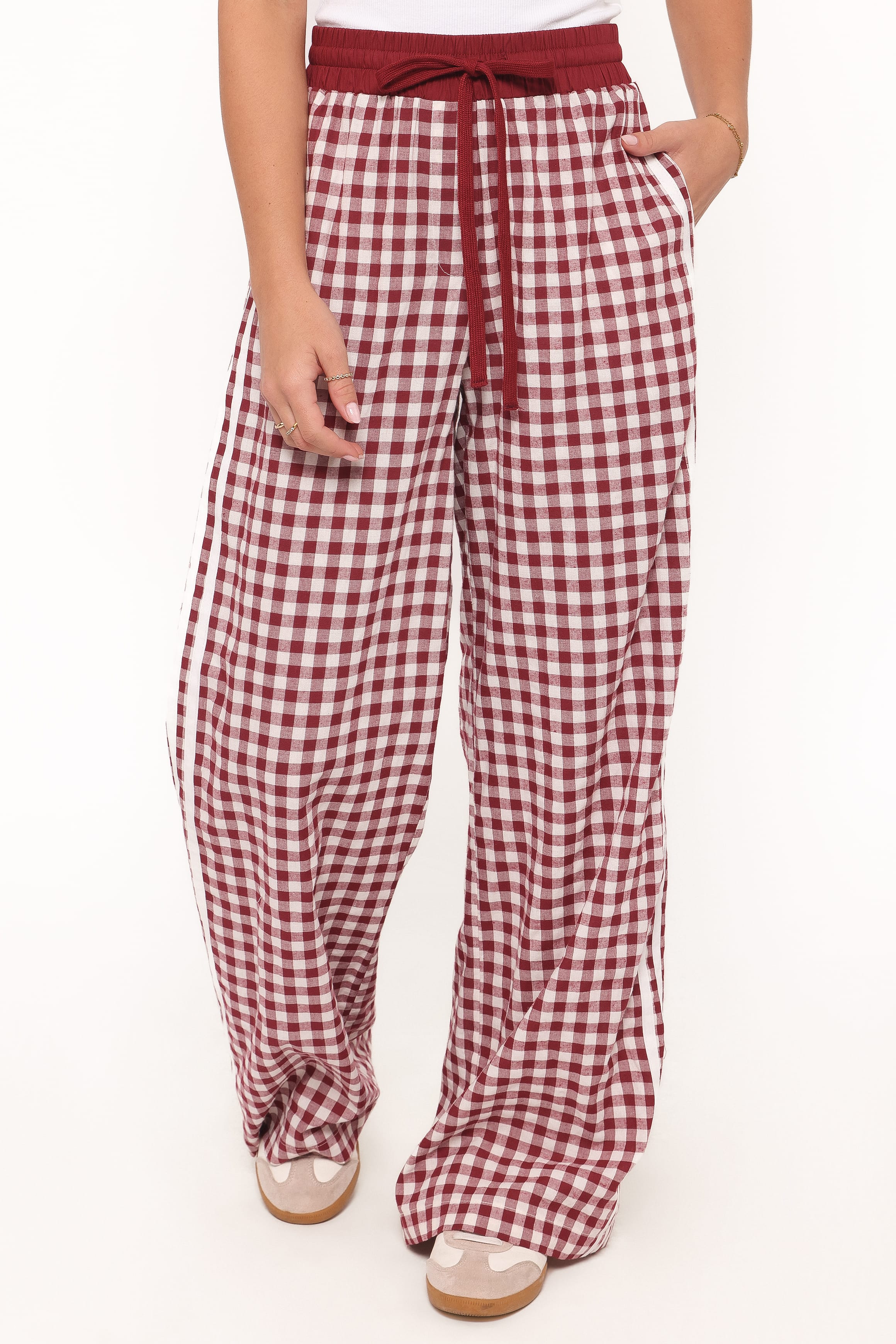 Lawson Track Pants - Burgundy Gingham