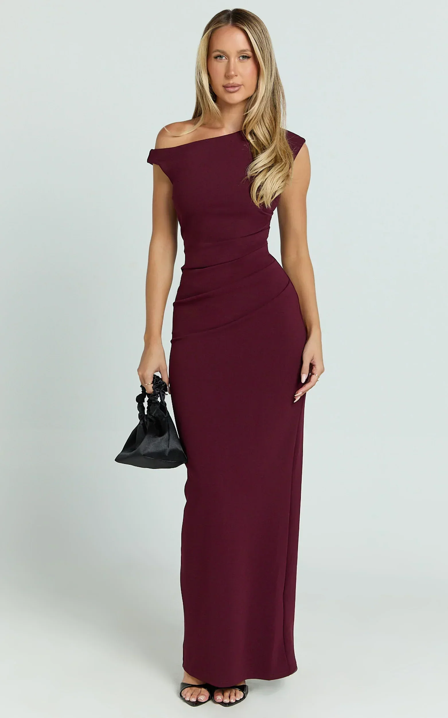 Genie Maxi Dress Off The Shoulder Dress in Wine