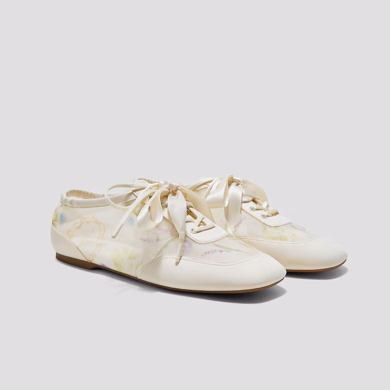 Healing Garden｜Square-Toe Lace-Up Sneakerinas (Cristina)