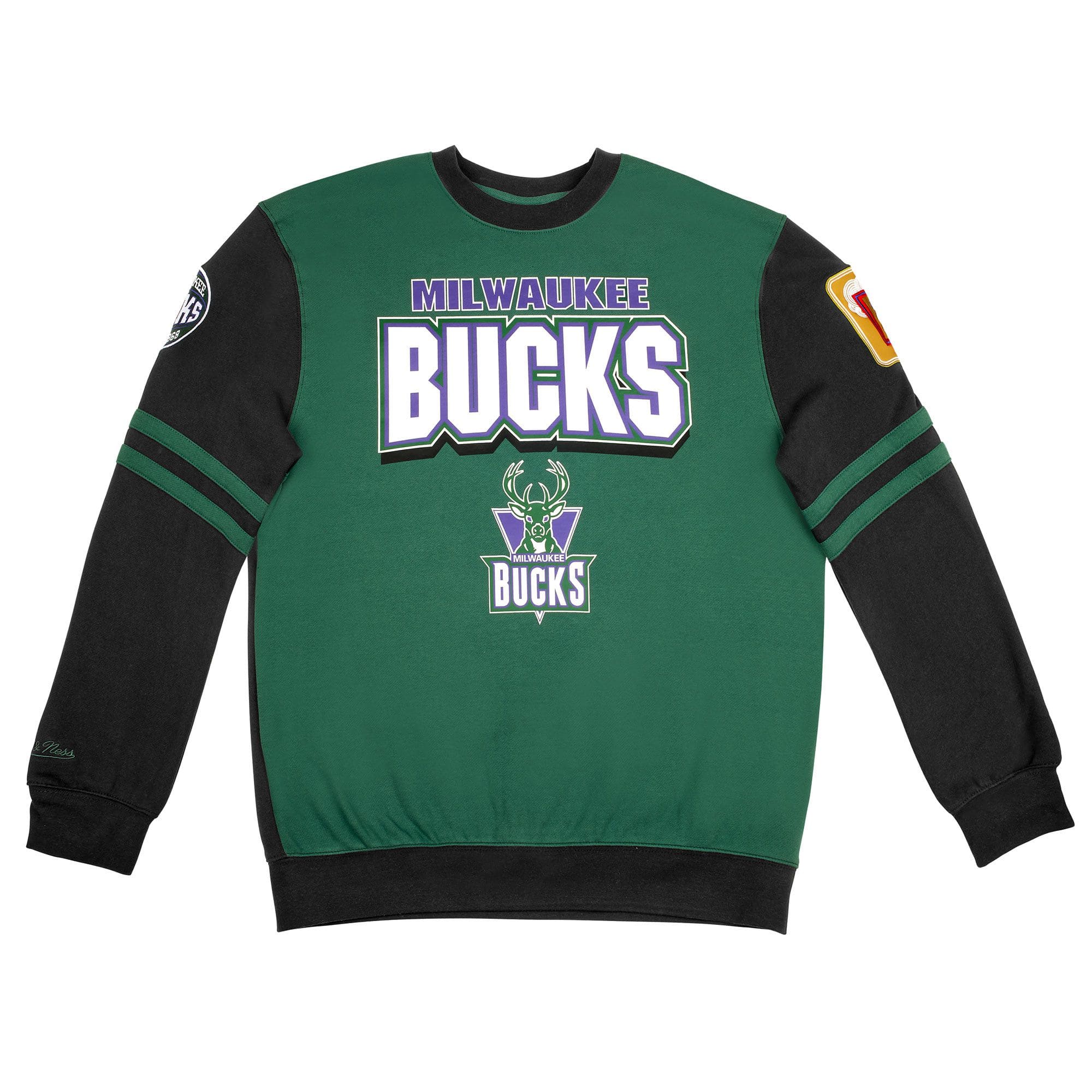 Milwaukee Bucks All Over 2.0 Mitchell & Ness NFL Crew Fleece Pullover