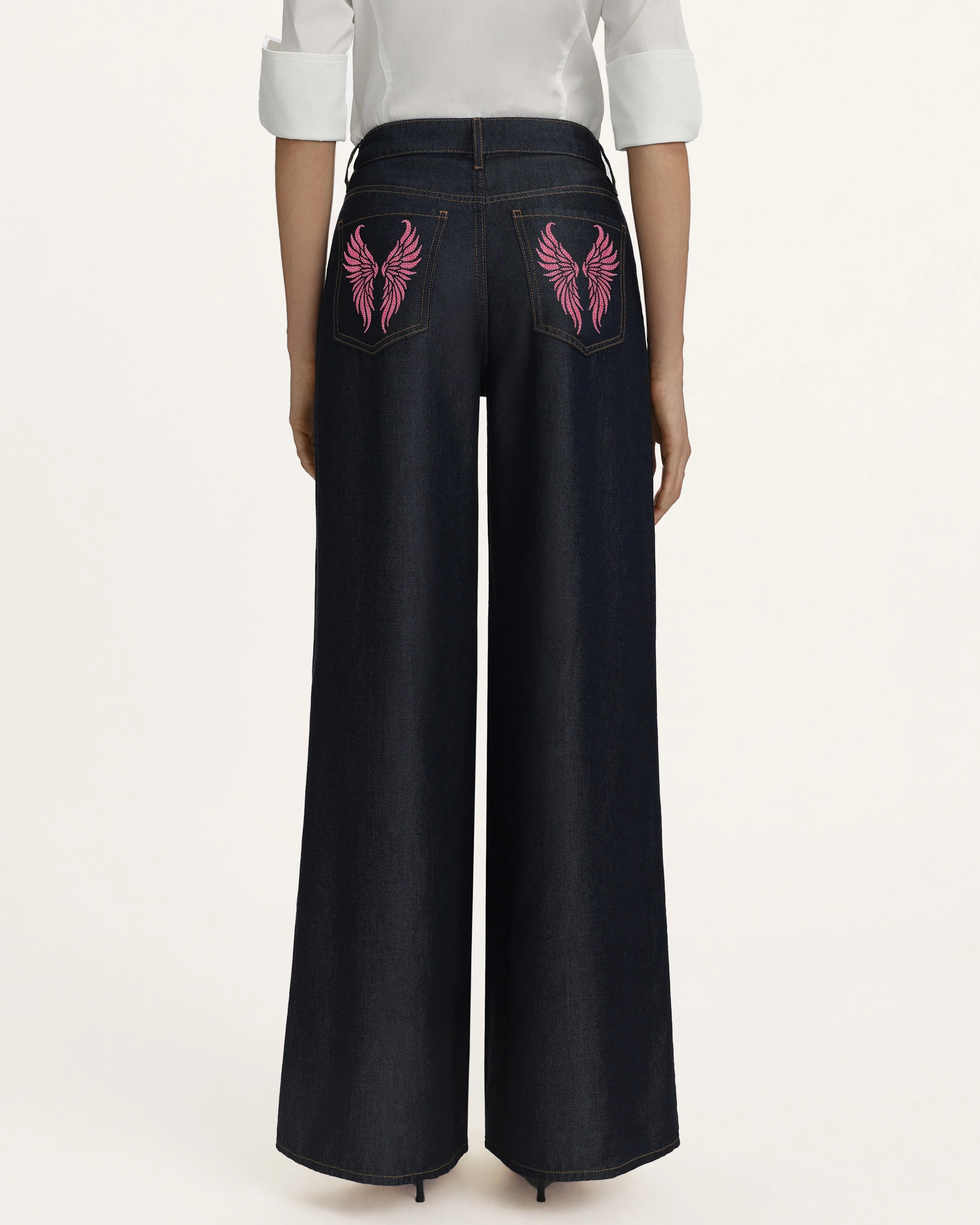 Seraphic Pink Crystal Back Wing  Jeans - Deep Thoughts Only