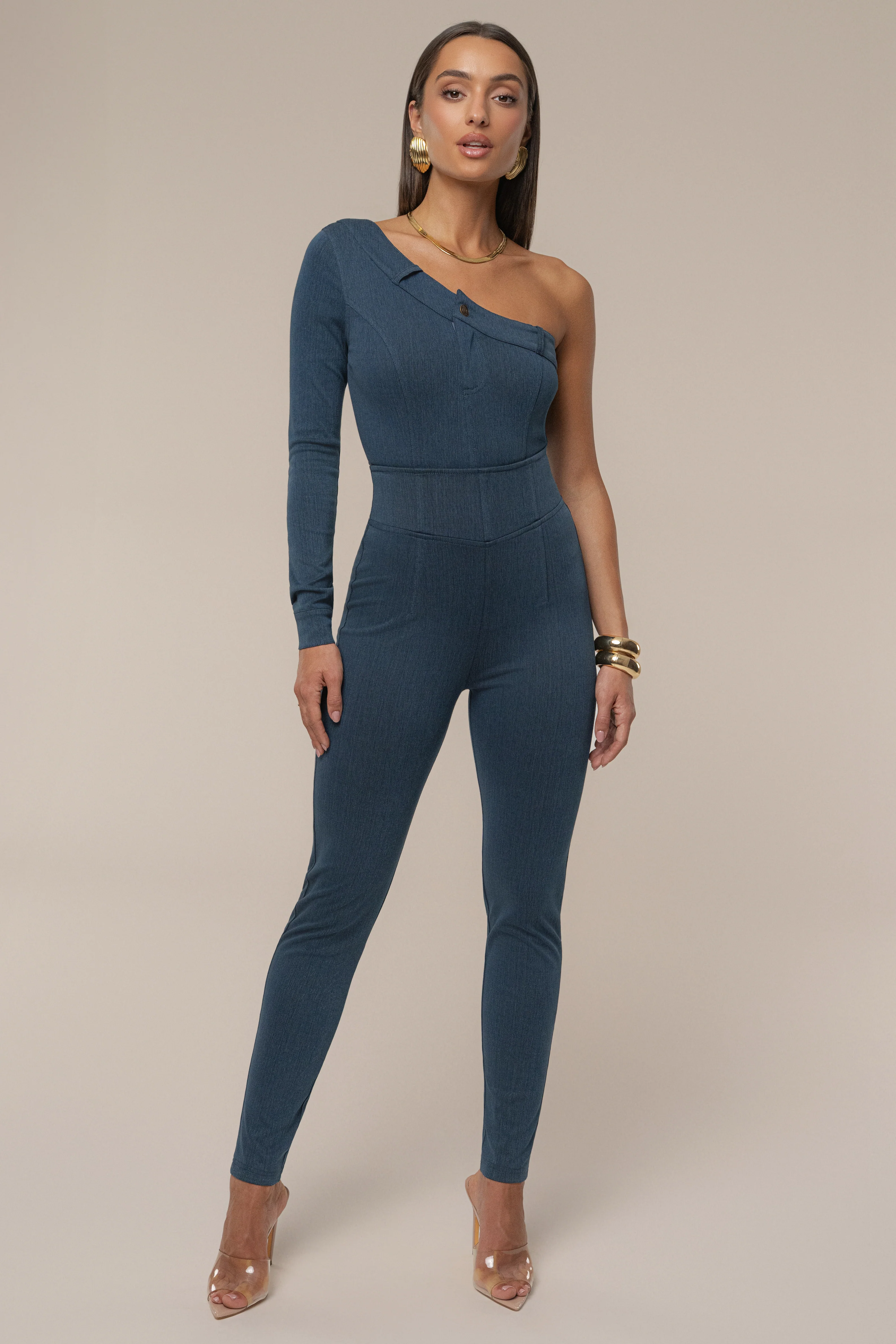 Dark Denim Button Me Up Bodysuit