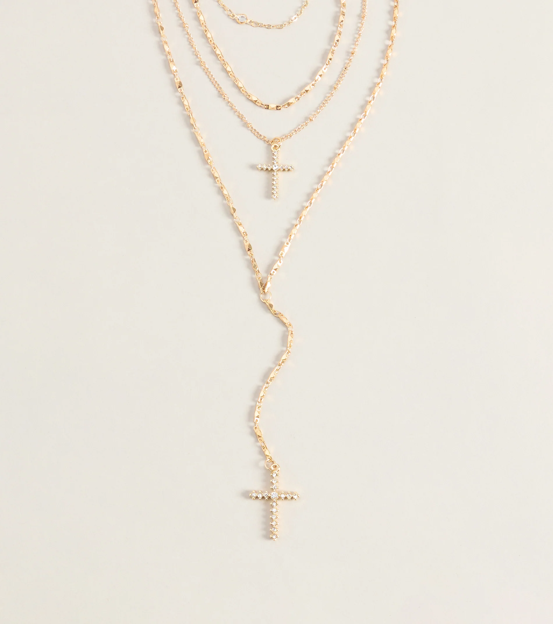 Chic And Styled Cross Charm Layered Necklace