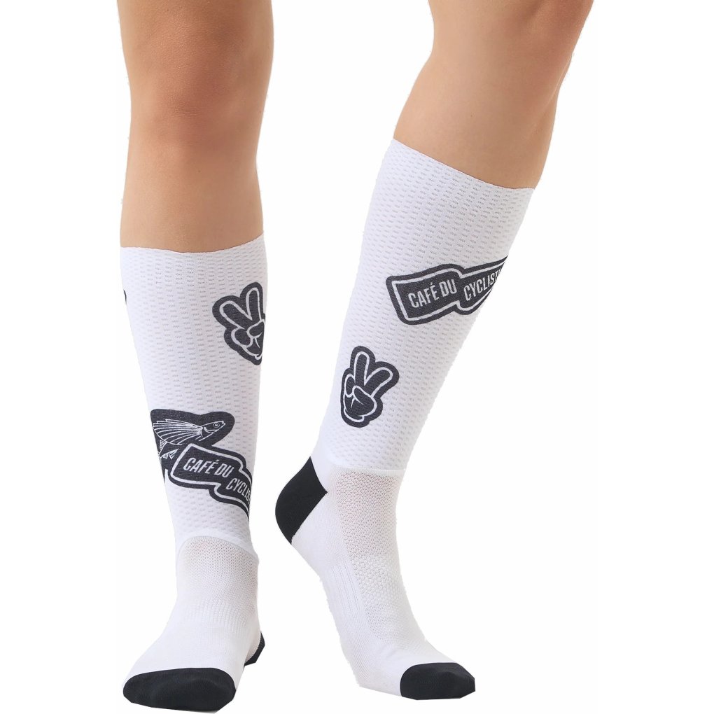 Café du Cycliste Aero Socks - stickers/black on white