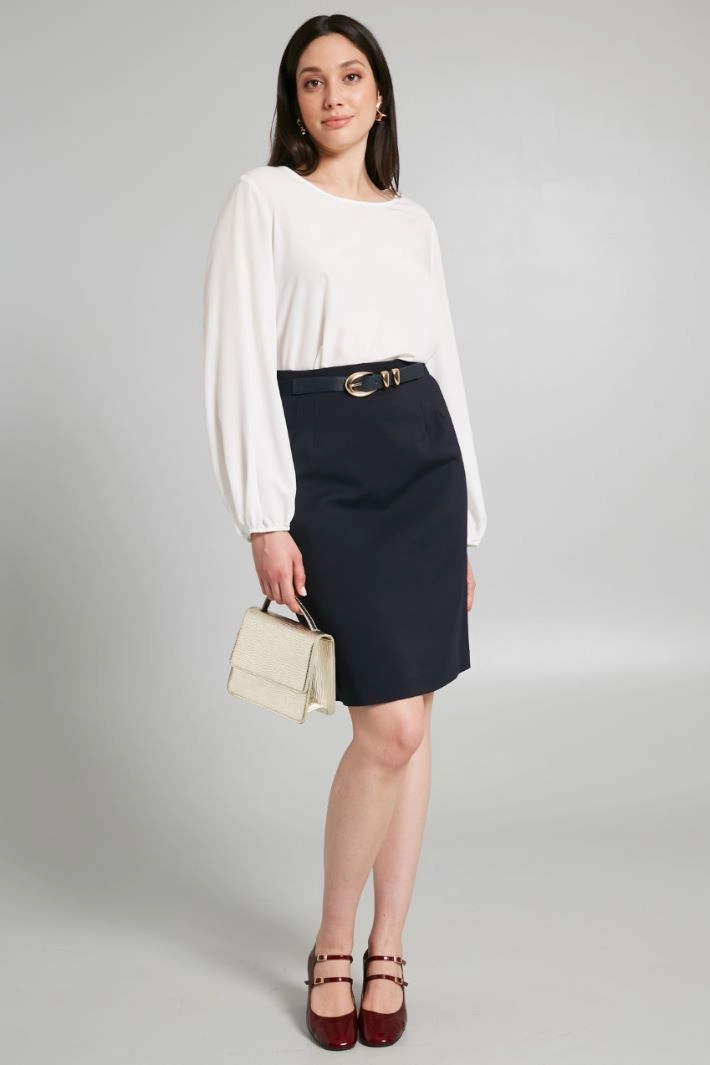 Technical canvas pencil skirt - NIGHT BLUE