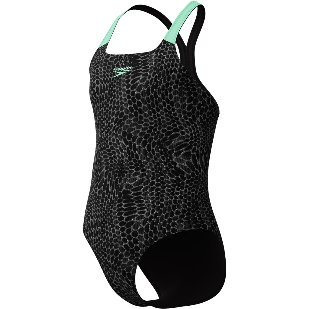 Speedo Digital Allover Powerback Swimsuit Girls - alfalfa green