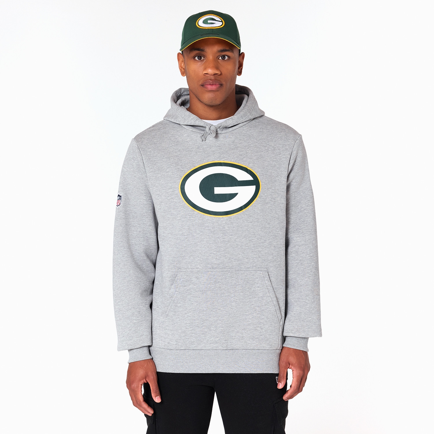 Green Bay Packers Logo Hoodie New Era NFL Sweatshirt Grey