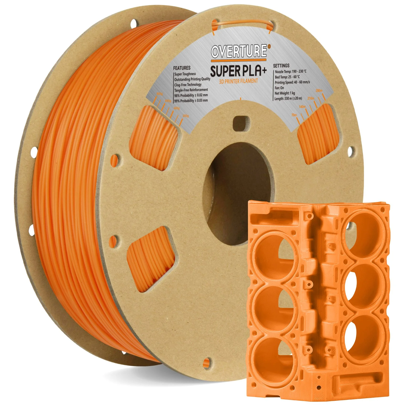 Overture Super PLA+ 3D Printer Filament 1.75mm