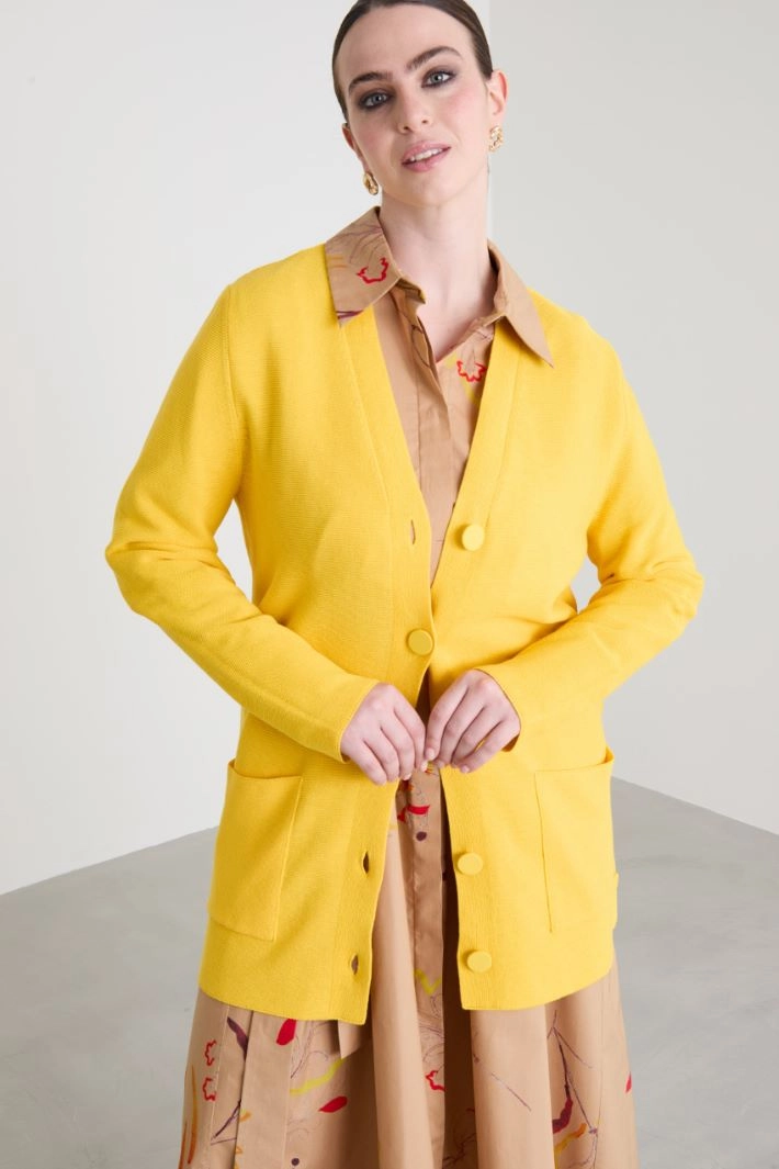 Cotton crêpe cardigan - YELLOW