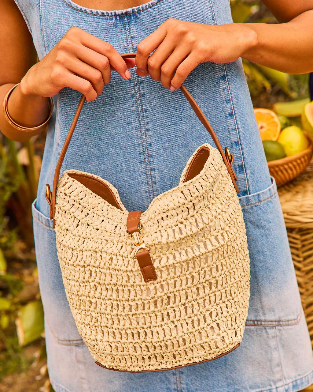 Sunny Bliss Straw Bucket Bag