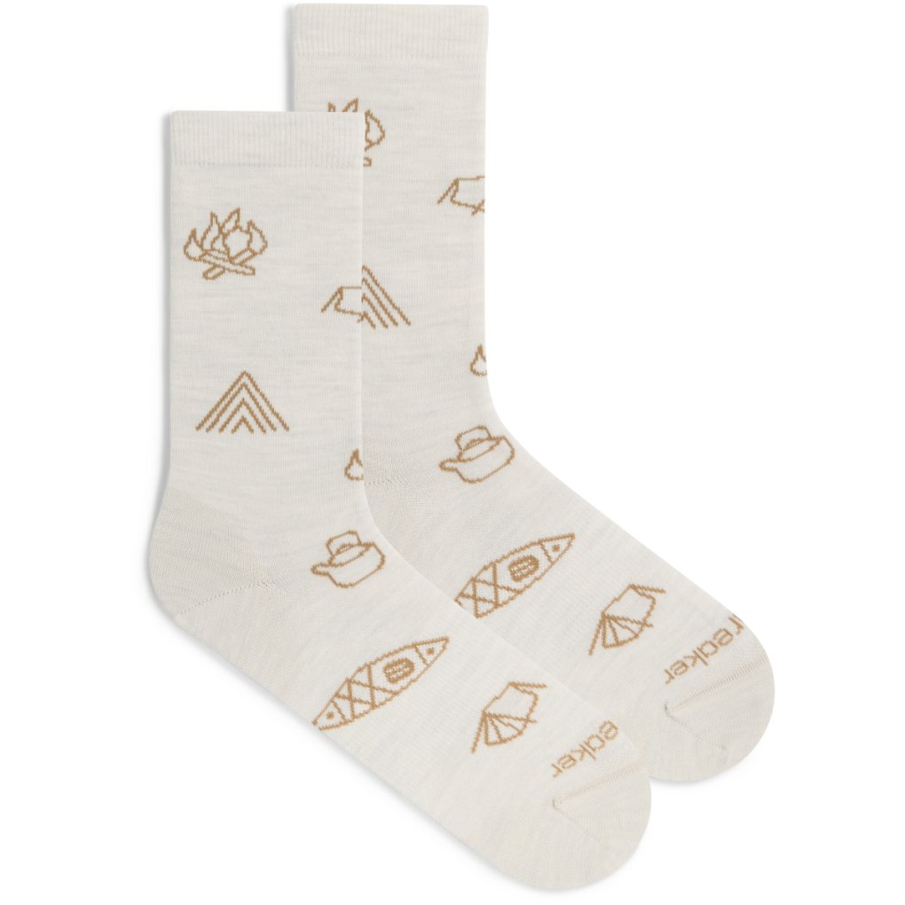 Icebreaker Merino Lifestyle Ultralight Crew Socks Camp Essentials Women - Ecru Hthr/Sand