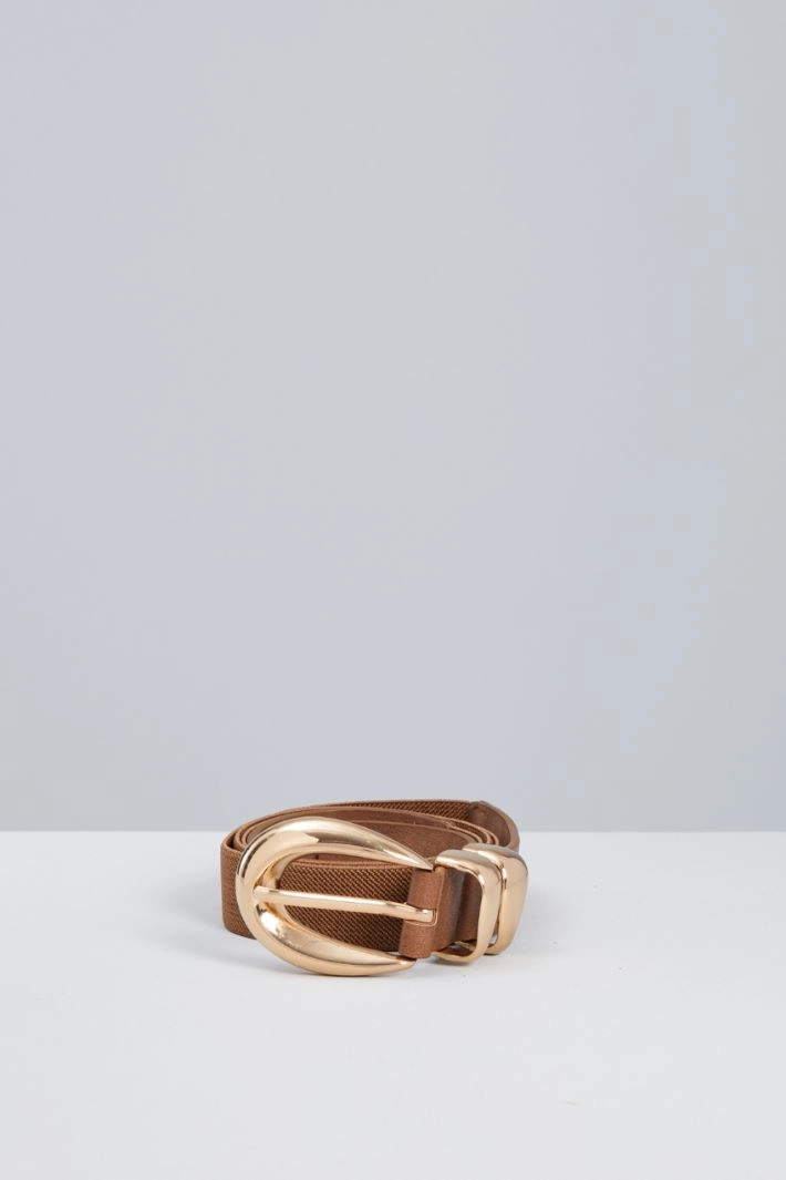 Belt with oval buckle - LIGHT BROWN