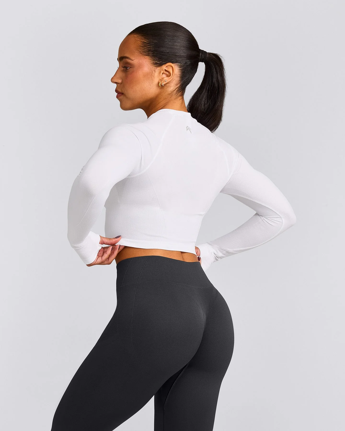 Oner Seamless Fitted Long Sleeve Mid Top | White