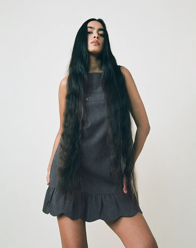 Saraya Mini Dress in Tailoring Grey Blue