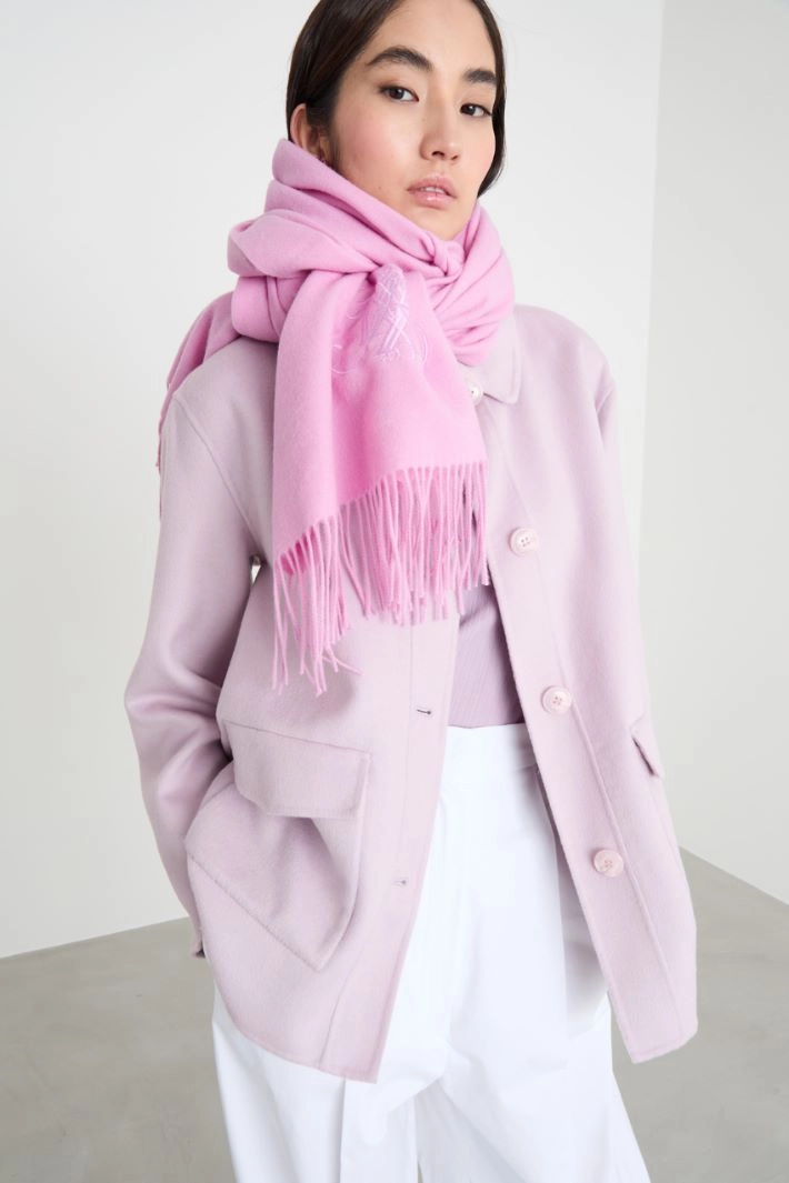 Embroidered wool stole - PINK