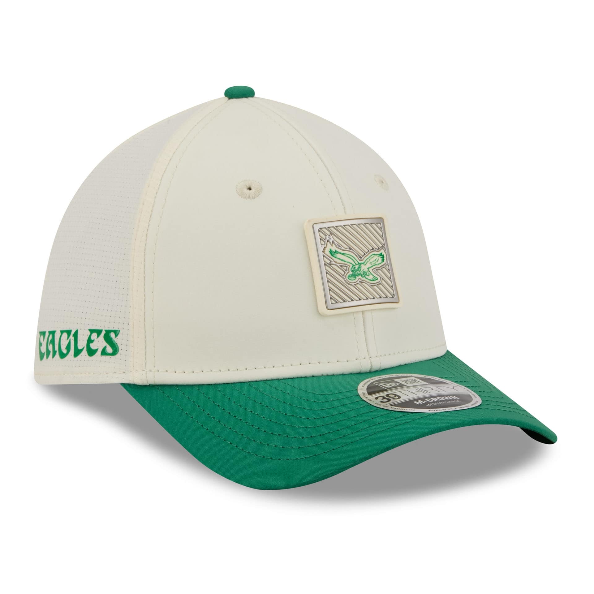 Philadelphia Eagles Historic Logo 2026 NFL Training Camp 39THIRTY Flex Cap Cream/Green