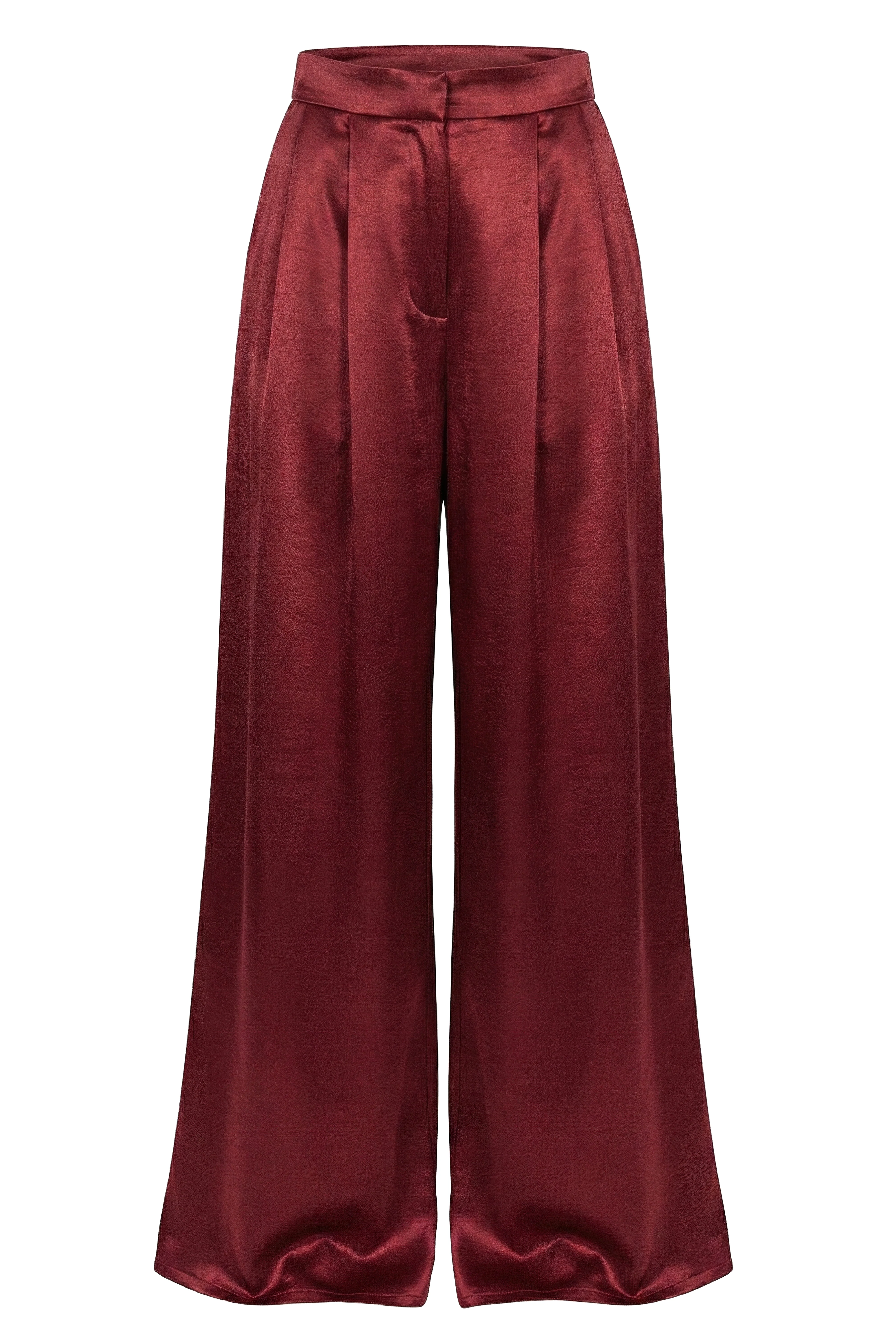 Burgundy Satin Bliss Pleated Pant