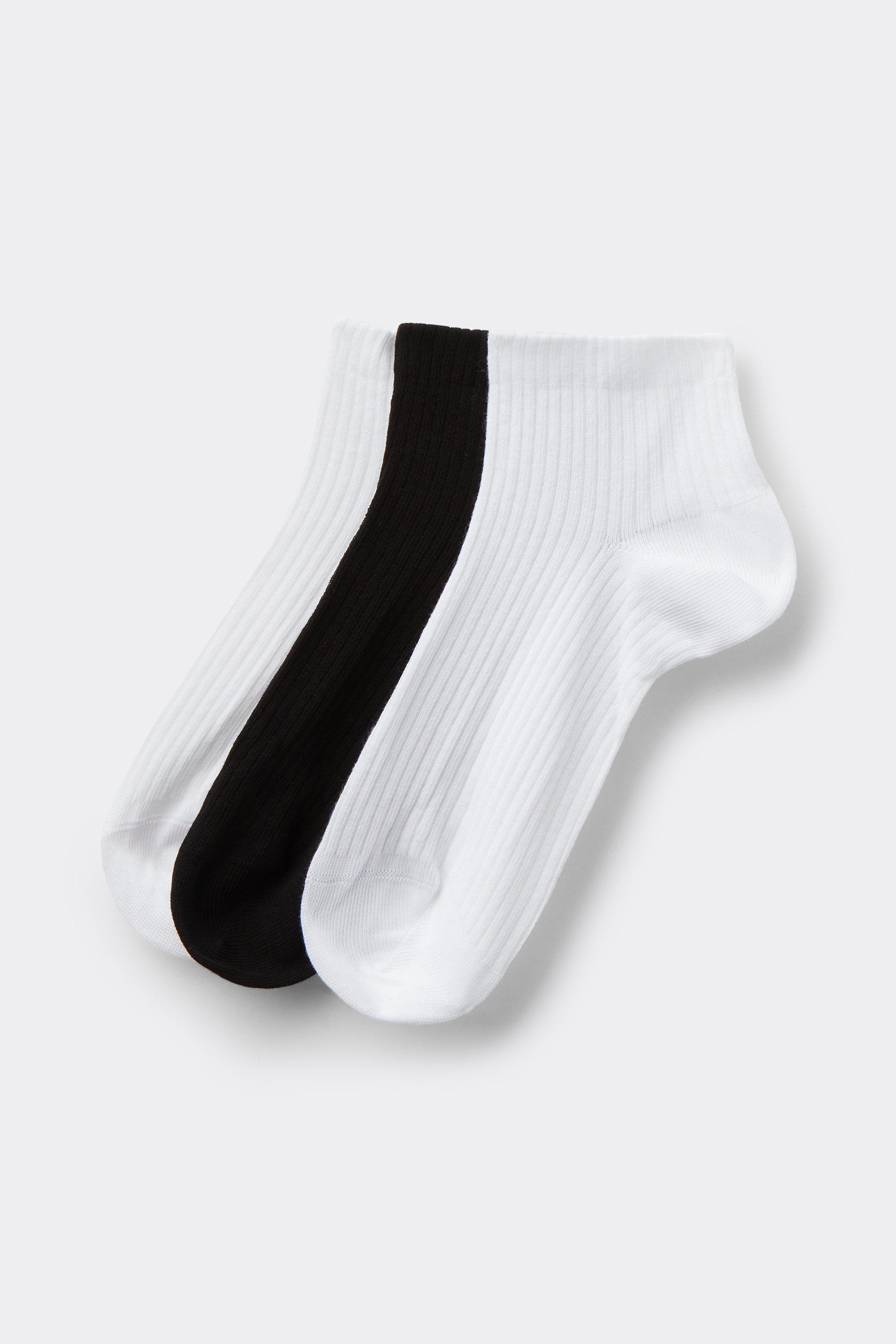 3 Pairs of Women’s Very Short Patterned Socks in Ribbed Cotton