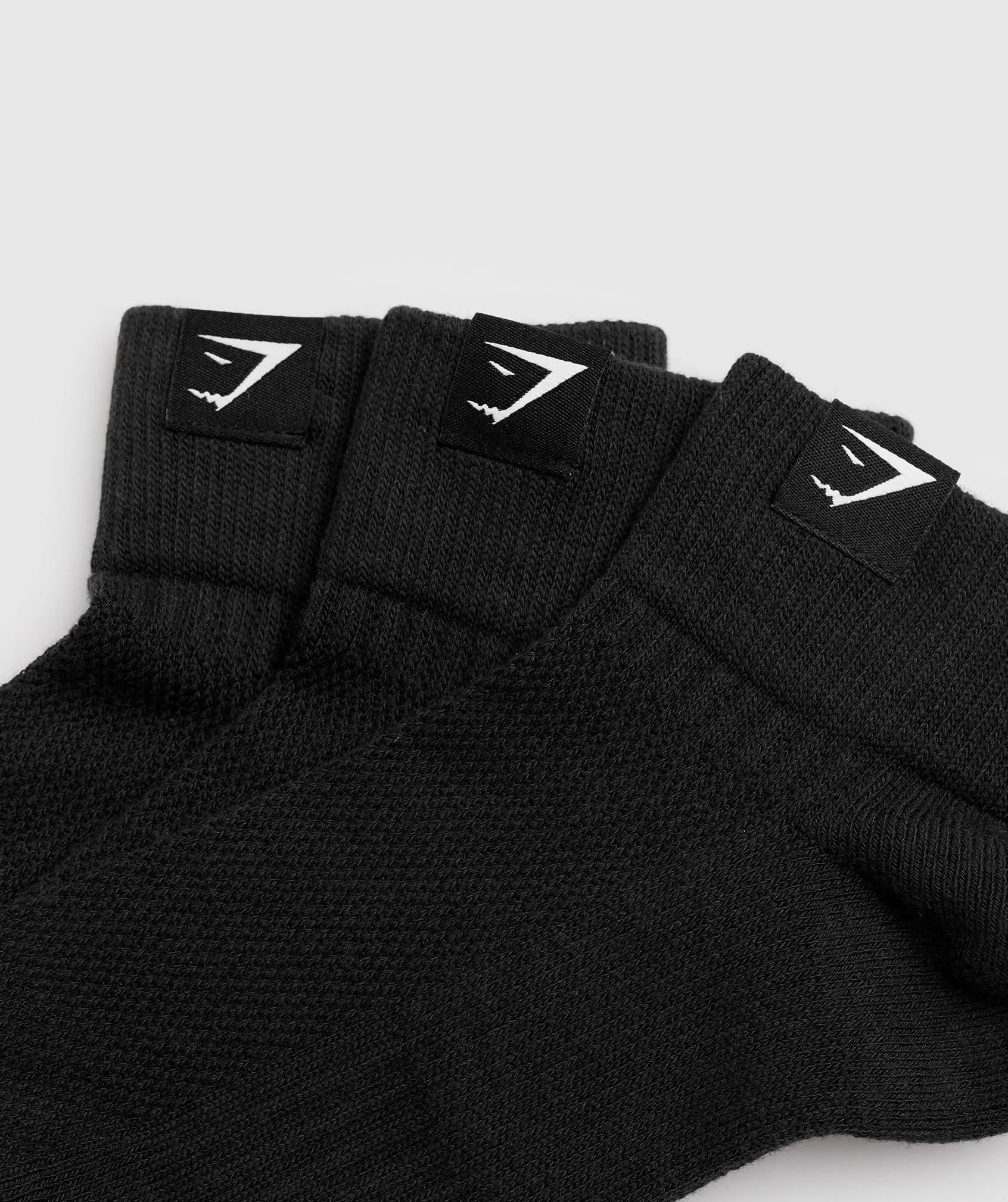 Woven Tab Quarter Socks 3pk Black