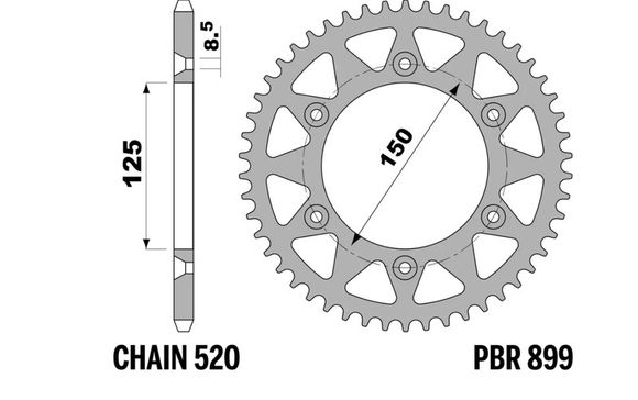 Standard steel PBR crown - 520 49 teethRef: Pbr01567A / 1075577015