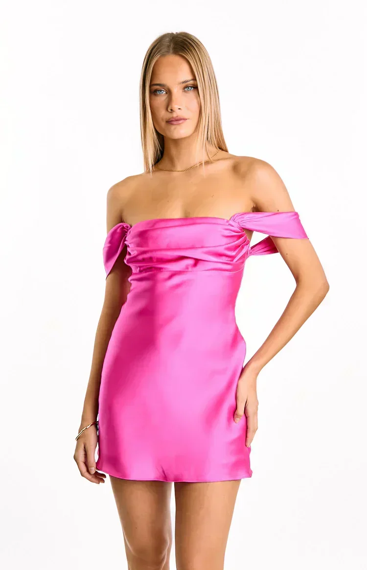 Zoella Hot Pink Off The Shoulder Mini Dress