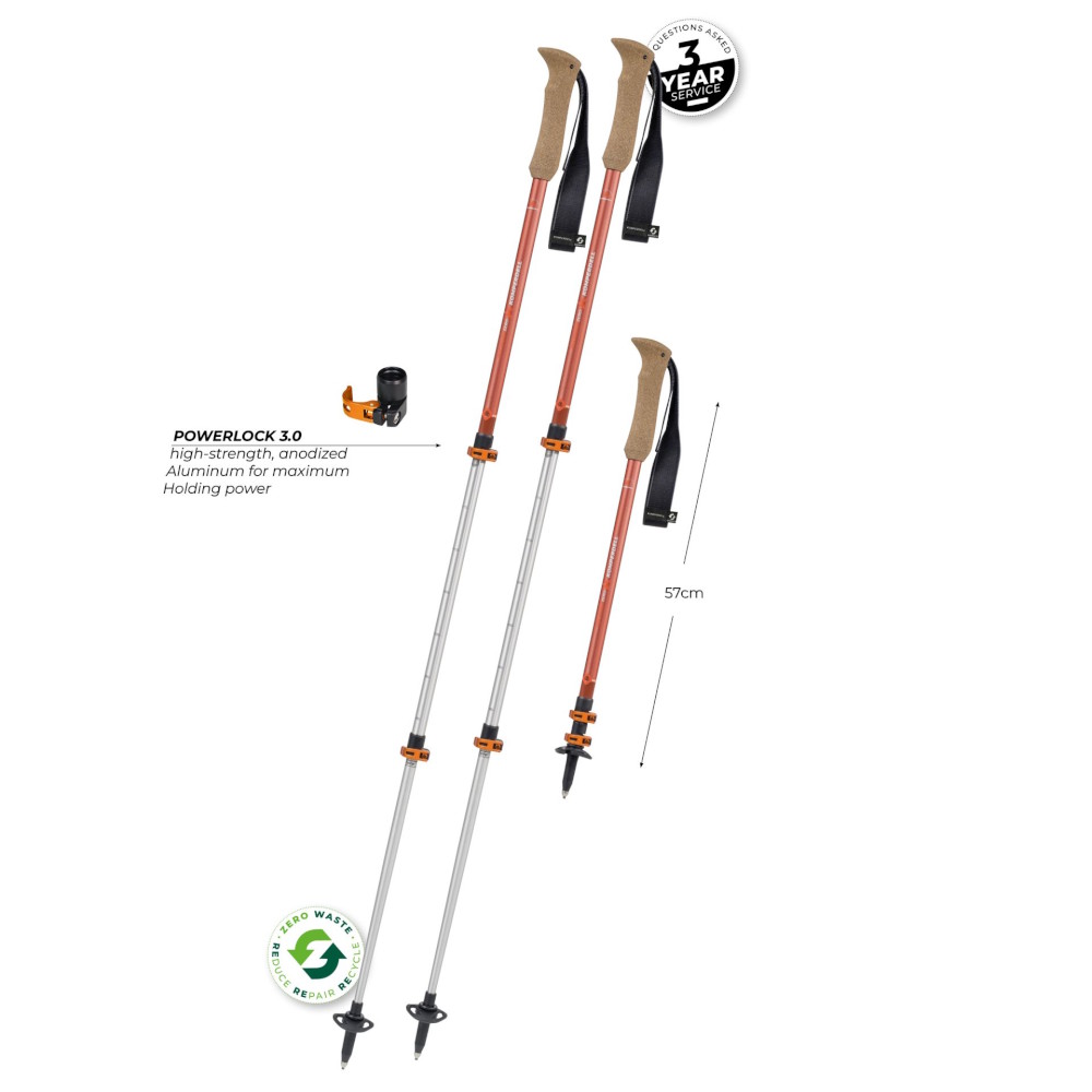 Komperdell Ridgehiker Zero Compact Trekking Poles (Pair) - burnt orange