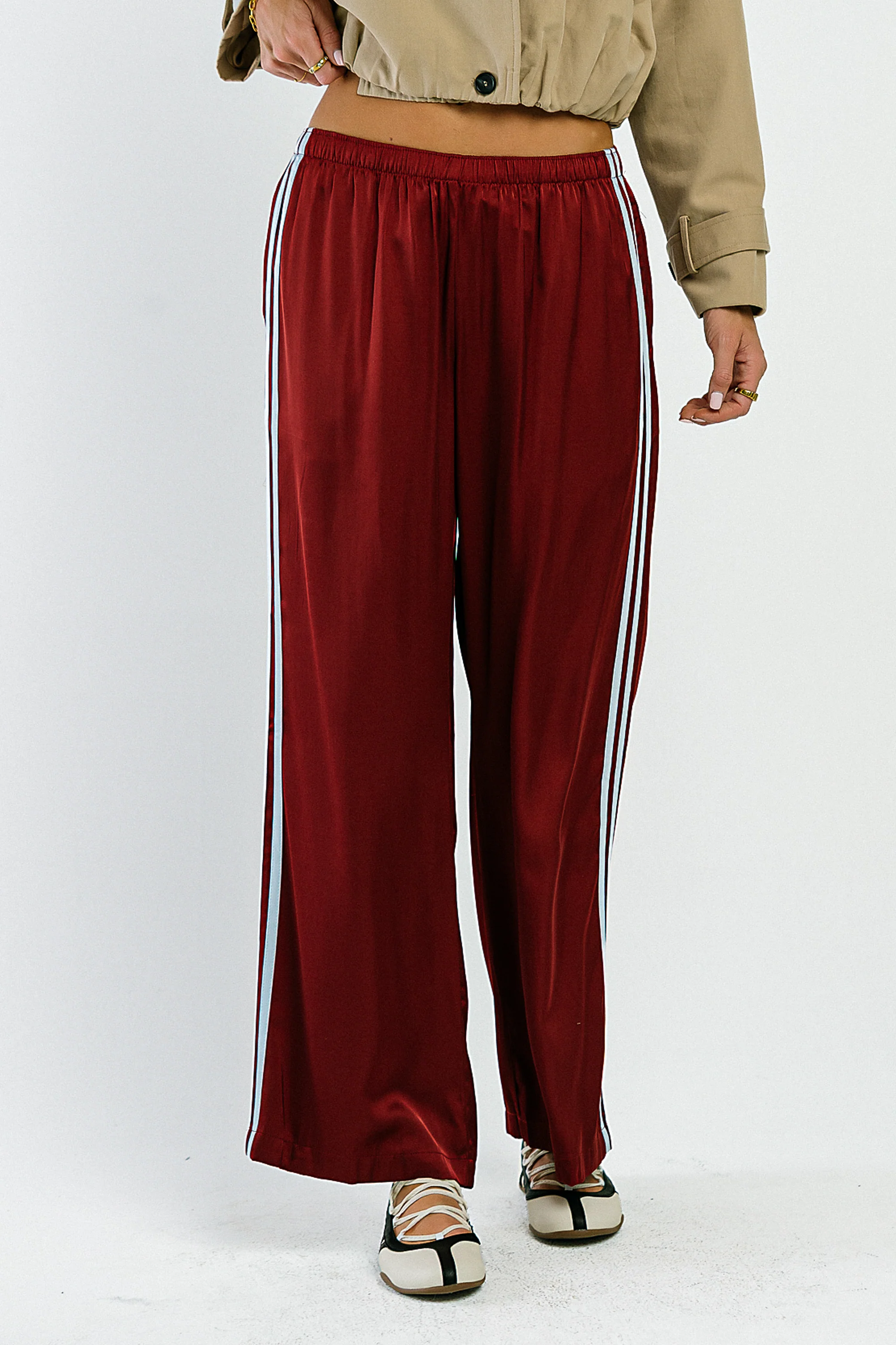 Lola Satin Track Pants in Red