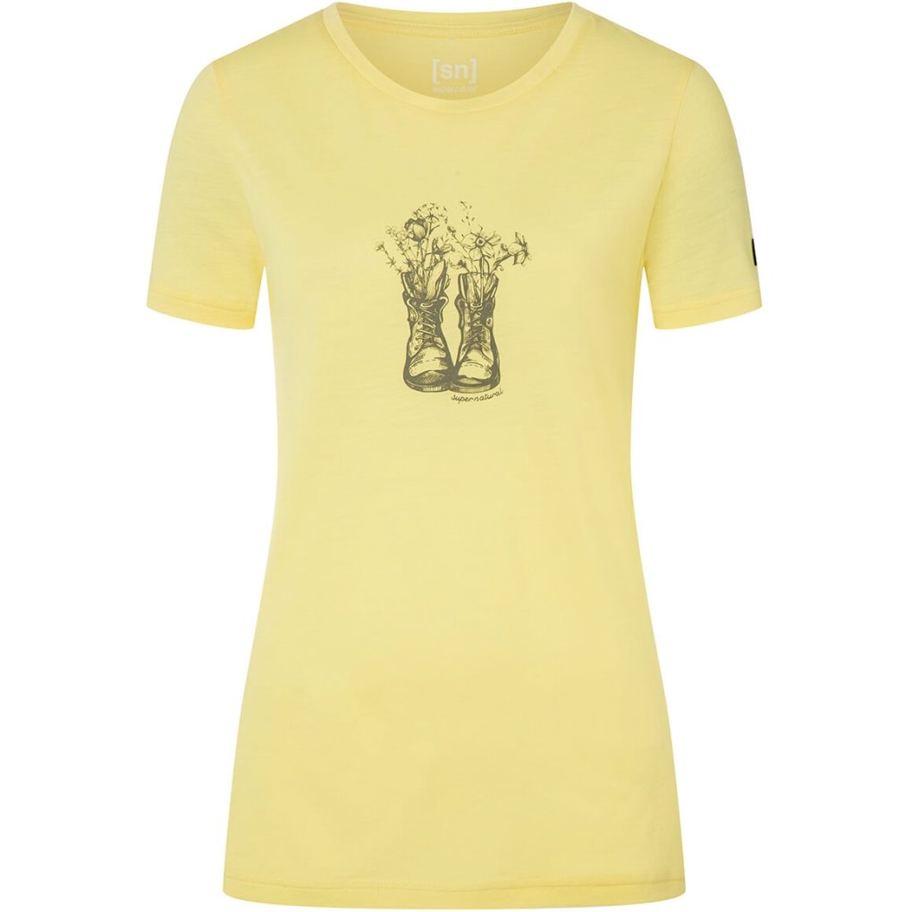 SUPER.NATURAL Flower Boots Tee Women - Yellow Iris/Aloe