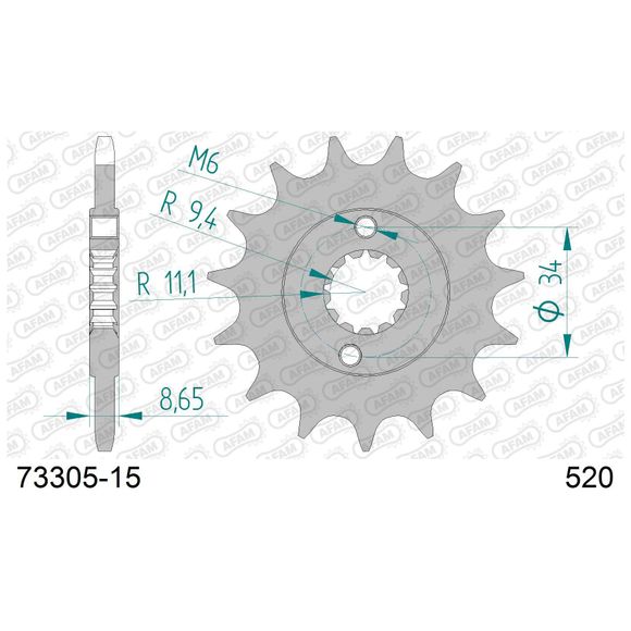 AFAM 520 Chain Kit Original Steel TypeRef: Aa0277 / Kit107732