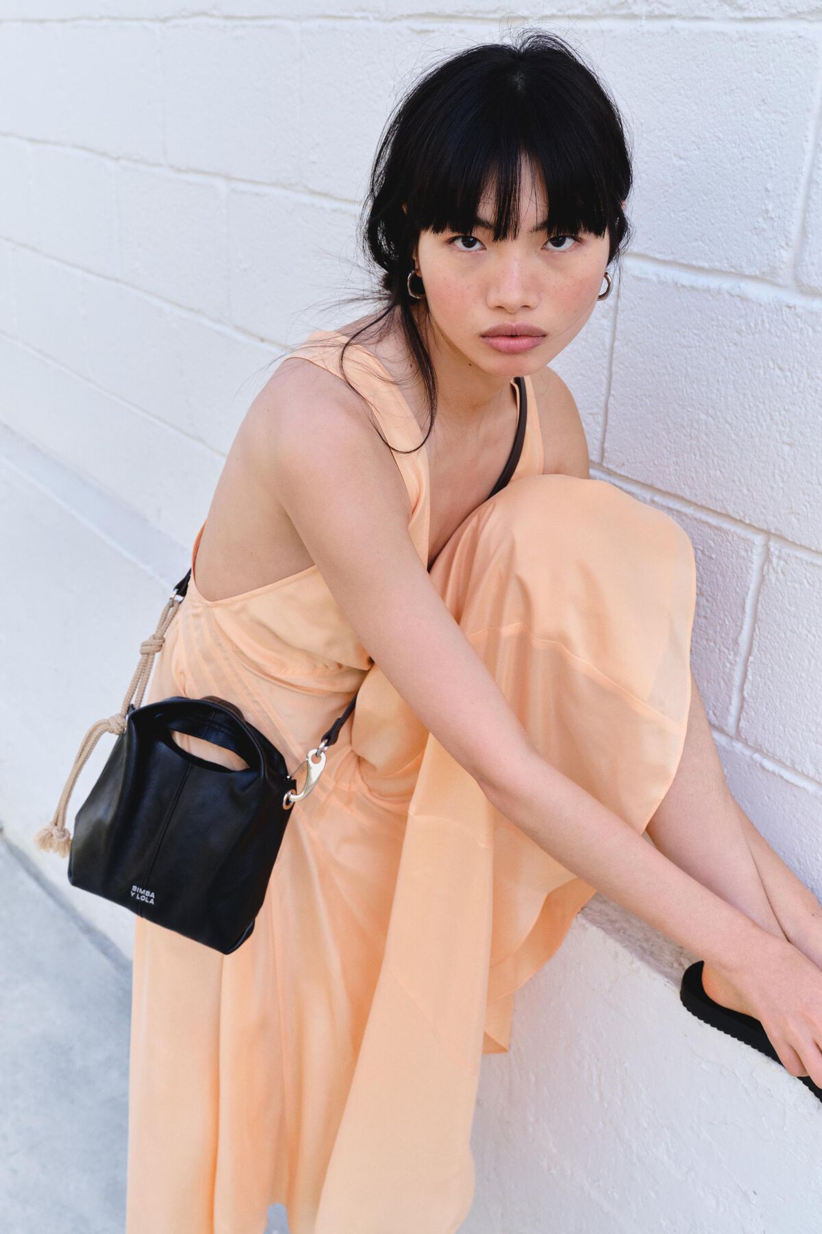 Black leather mini Paper bag