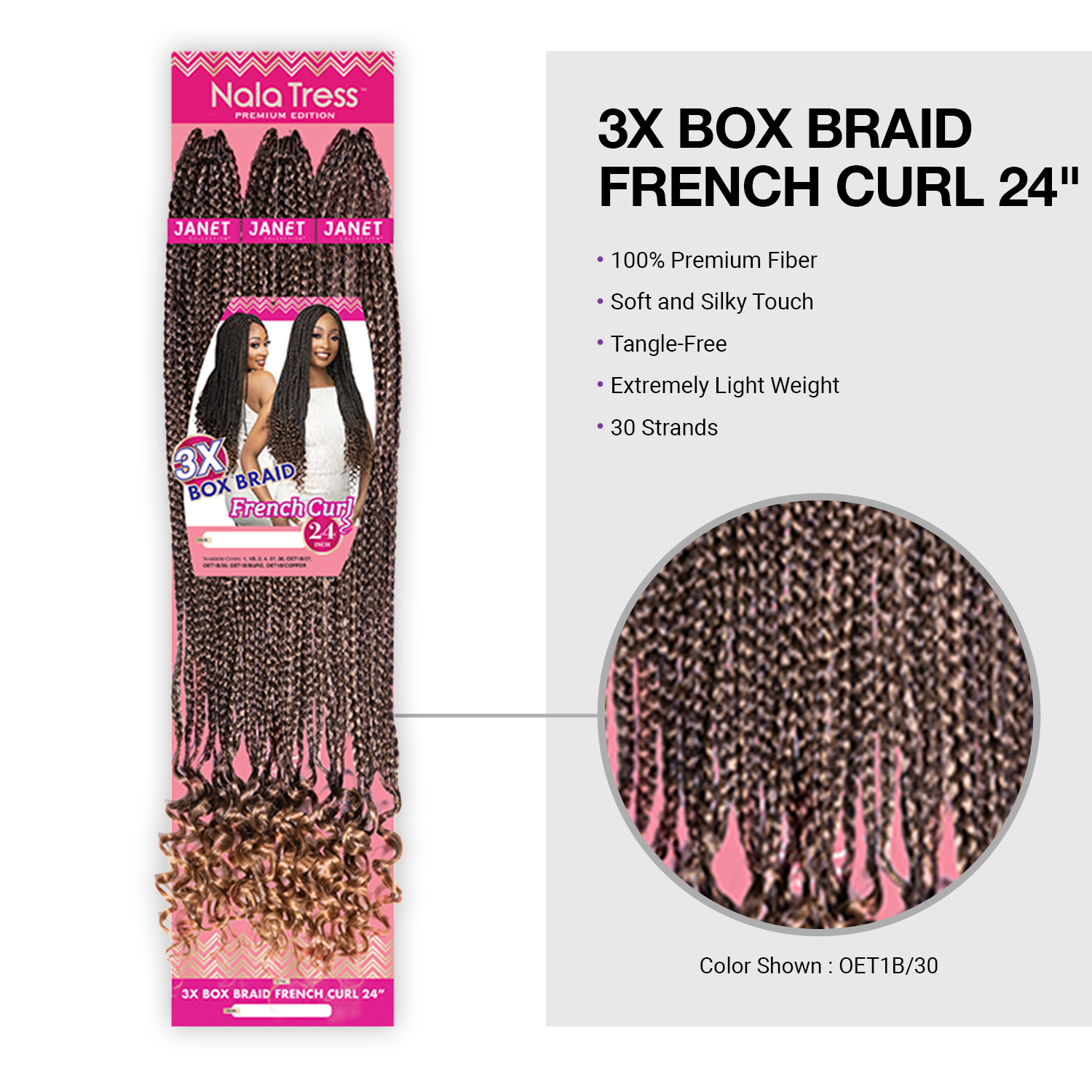 Janet Collection Crochet Braids Nala Tress 3X Box Braid French Curl 24