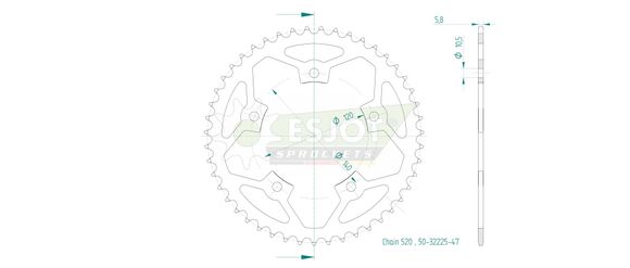 Couronne Esjot 47 dentsROYAL ENFIELD 450 HIMALAYAN 450 - 2024 - 2025Ref : ESJO00018A / 12113073