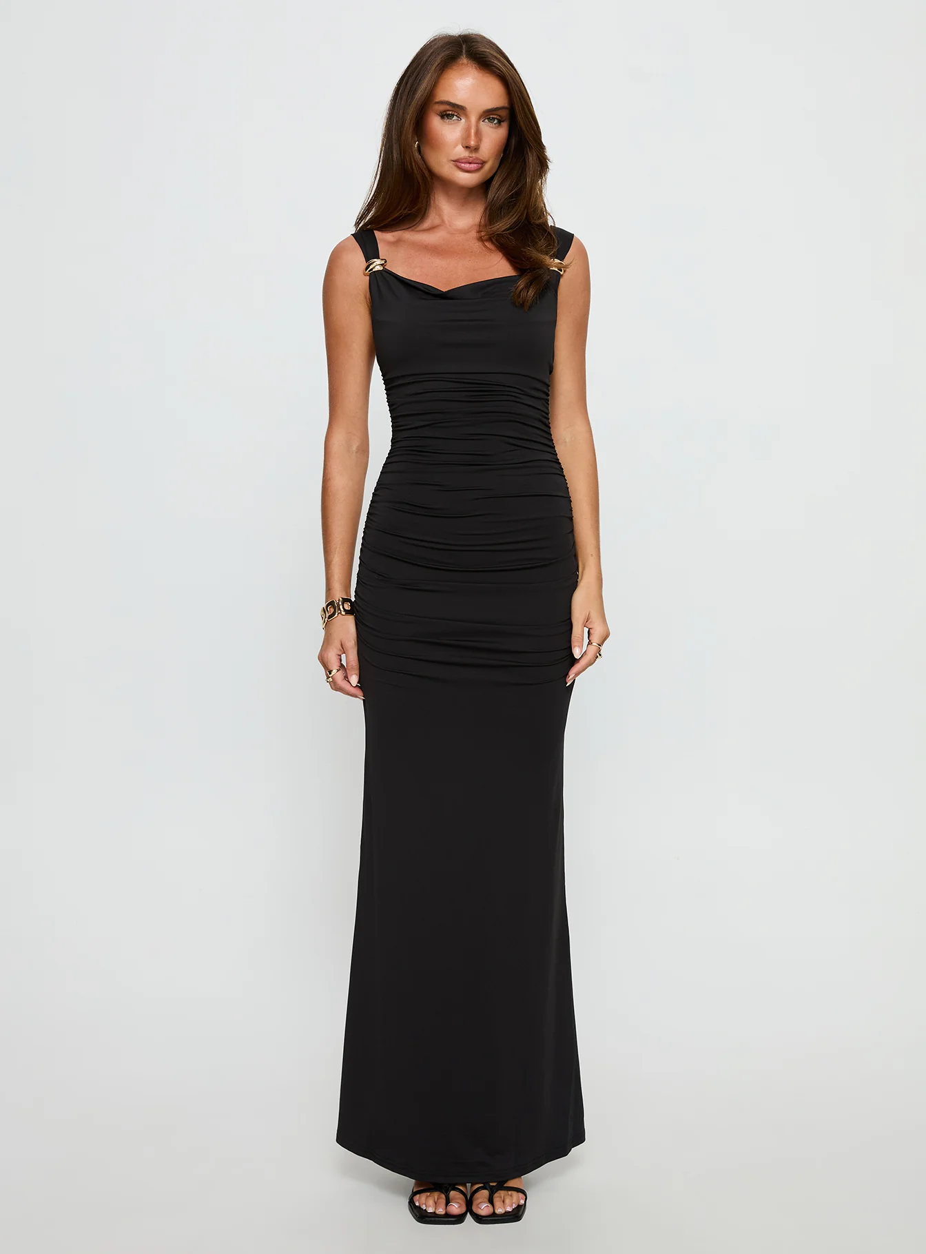 Yakira Halter Cut Out Maxi Dress Black