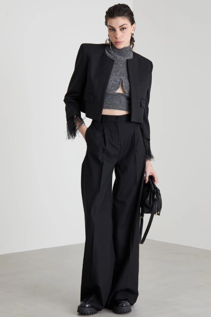 Viscose blend jacket - BLACK