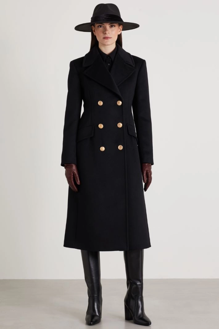 Slim fit drap coat - BLACK