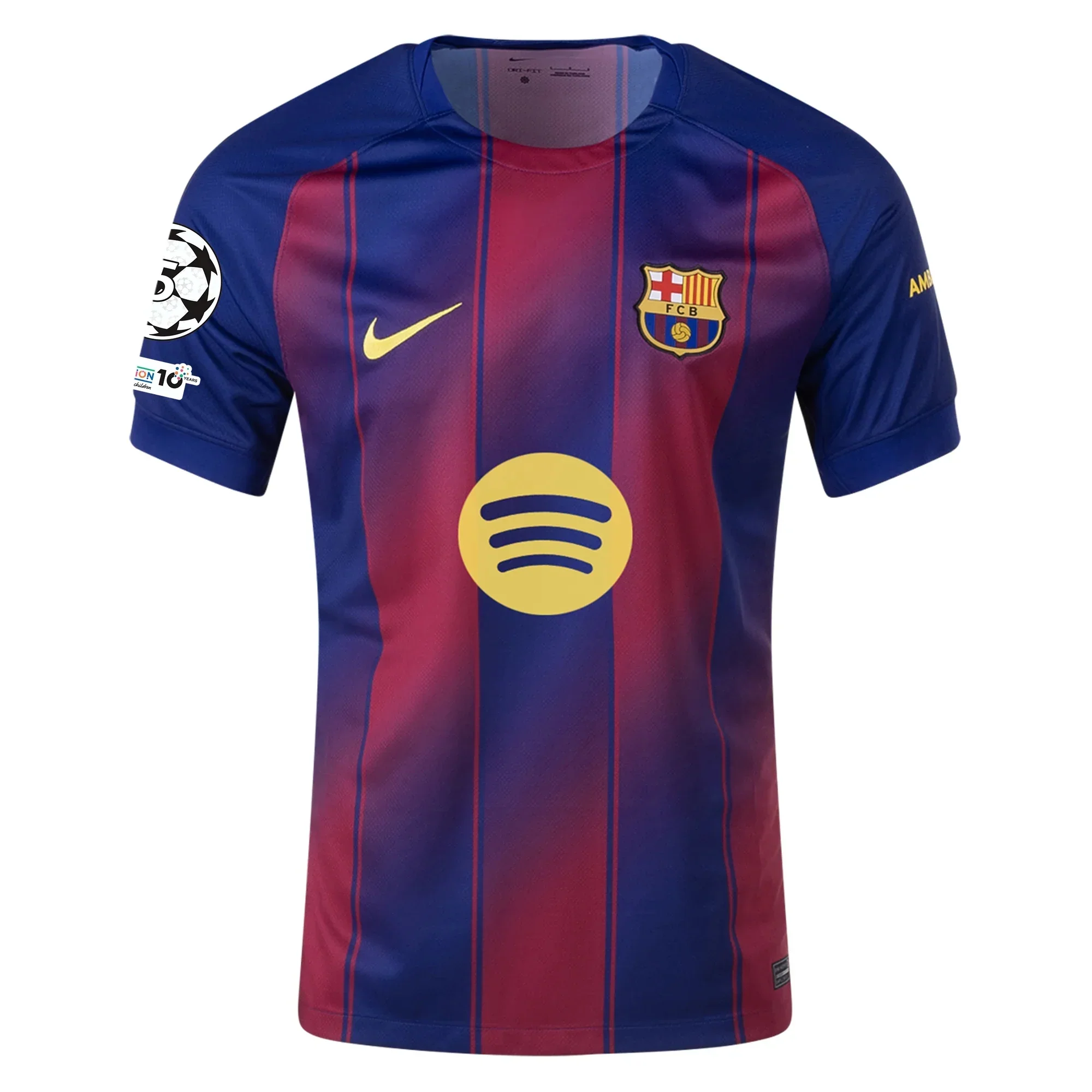 Men's Lamine Yamal Barcelona Home Jersey 25/26 w/ Champions League Patches (Deep Royal Blue/Midwest Gold)