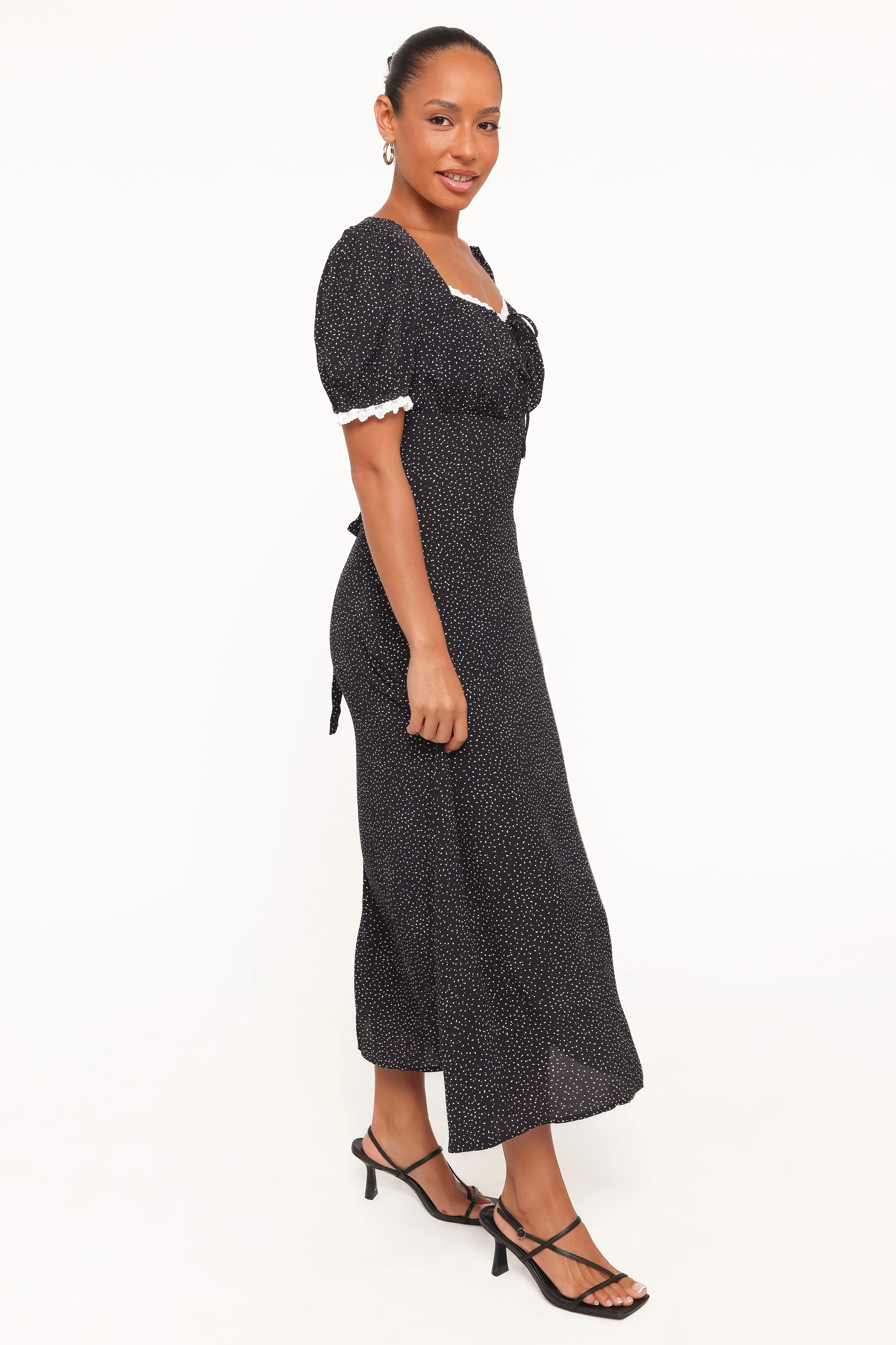 Francine Lace Midi Dress - Black Polka Dot